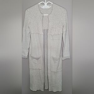 Rebecca King Thermal Cardigan Long Gray Open Front